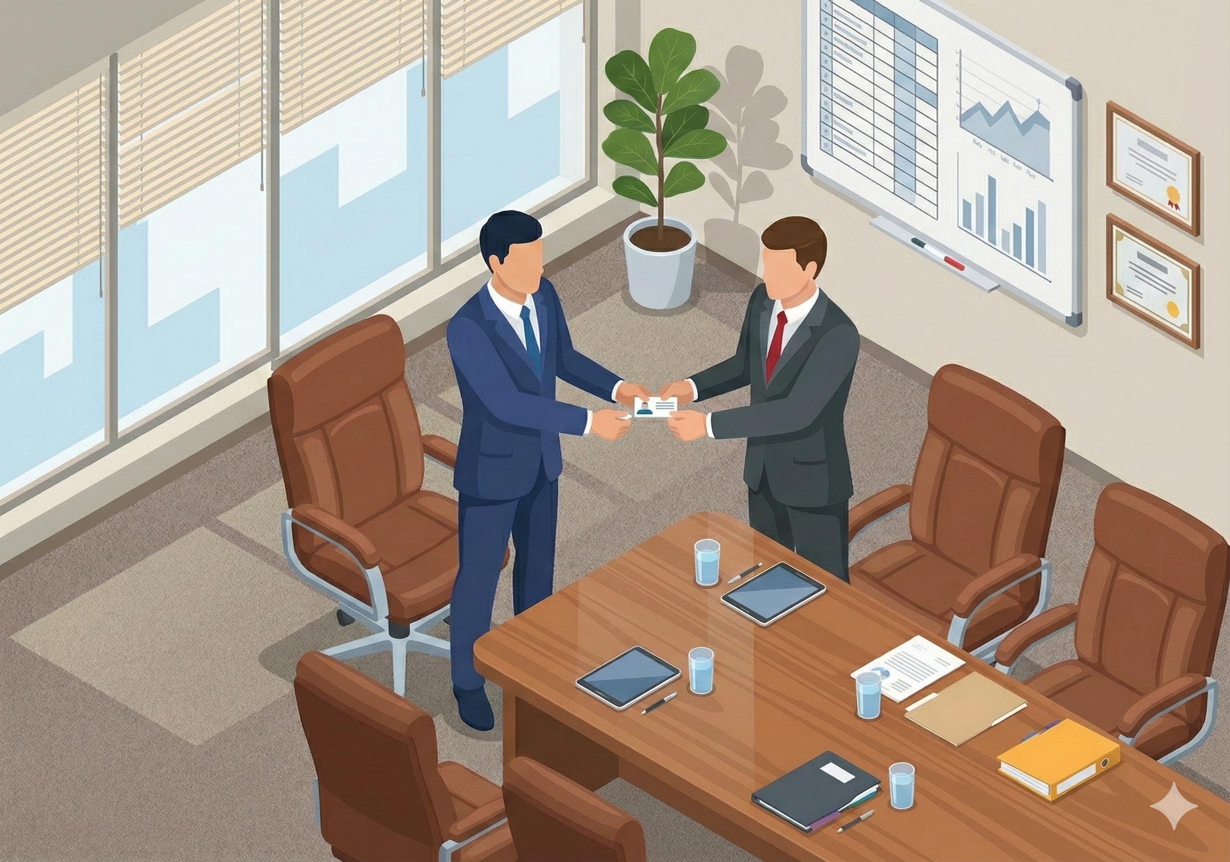 Business card exchange background